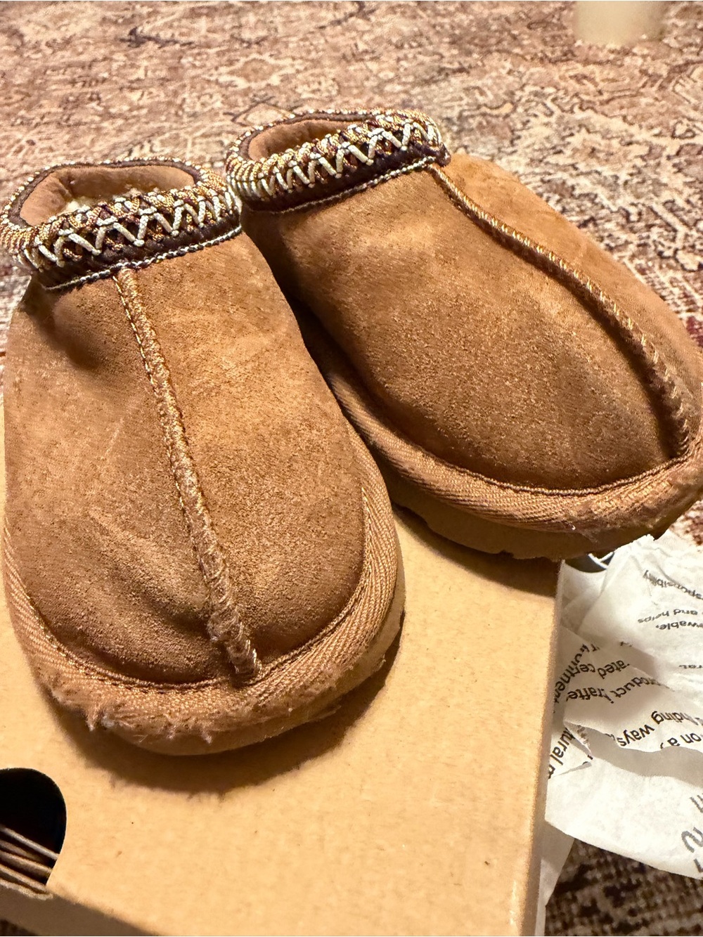UGG Kids Chestnut Suede Slip-On Slippers